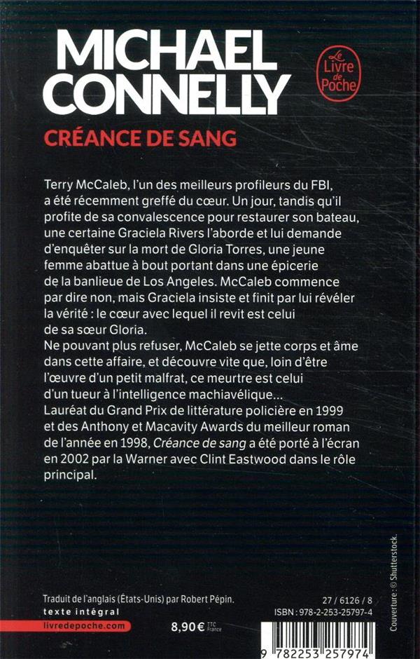 Quatrième de couverture de « Créance de sang : roman »