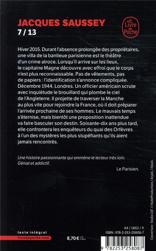 Quatrième de couverture de « 7-13 : roman »
