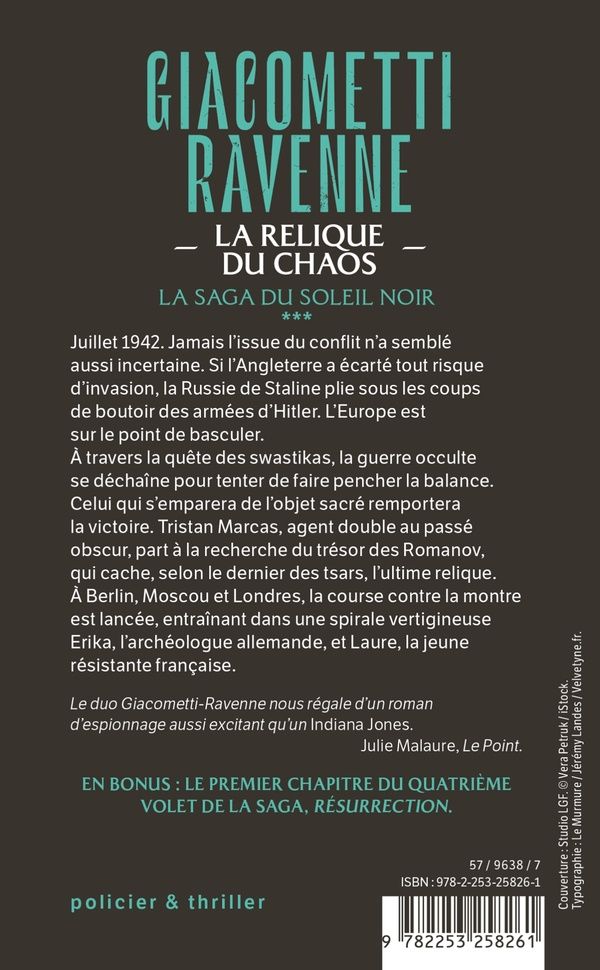Quatrième de couverture de « LA RELIQUE DU CHAOS (LA SAGA SOLEIL NOIR, TOME 3) »