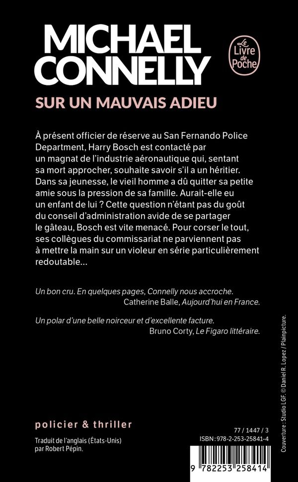 Quatrième de couverture de « Sur un mauvais adieu : roman »
