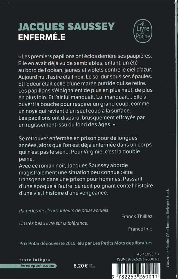 Quatrième de couverture de « Enfermé.e : roman »