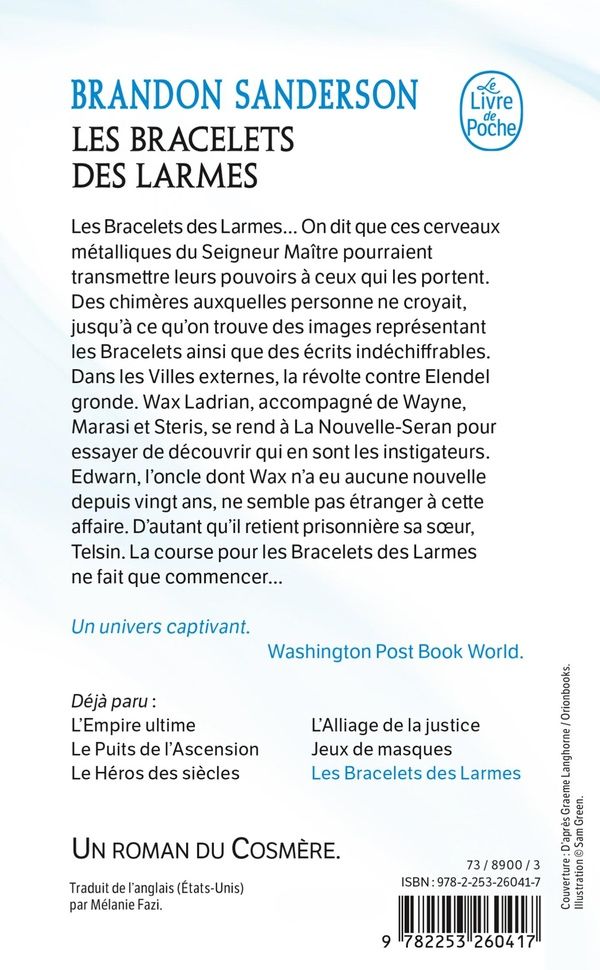 Quatrième de couverture de « Les bracelets des larmes »