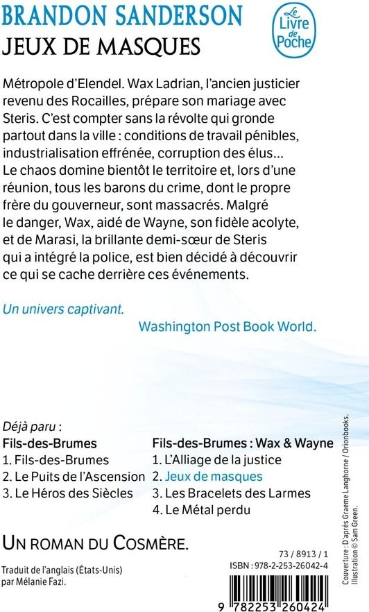 Quatrième de couverture de « Jeux de masques »