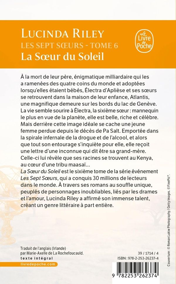 Quatrième de couverture de « LA SOEUR DU SOLEIL (LES SEPT SOEURS, TOME 6) »