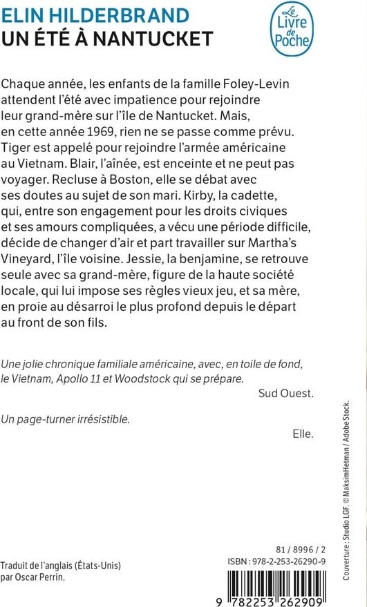 Quatrième de couverture de « Un été à Nantucket »