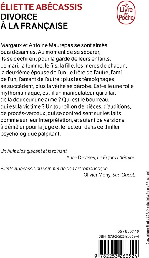 Quatrième de couverture de « DIVORCE A LA FRANCAISE »