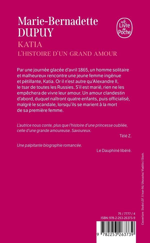 Quatrième de couverture de « KATIA - L'HISTOIRE D'UN GRAND AMOUR »