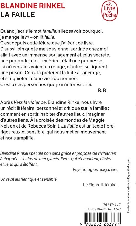 Quatrième de couverture de « La faille »