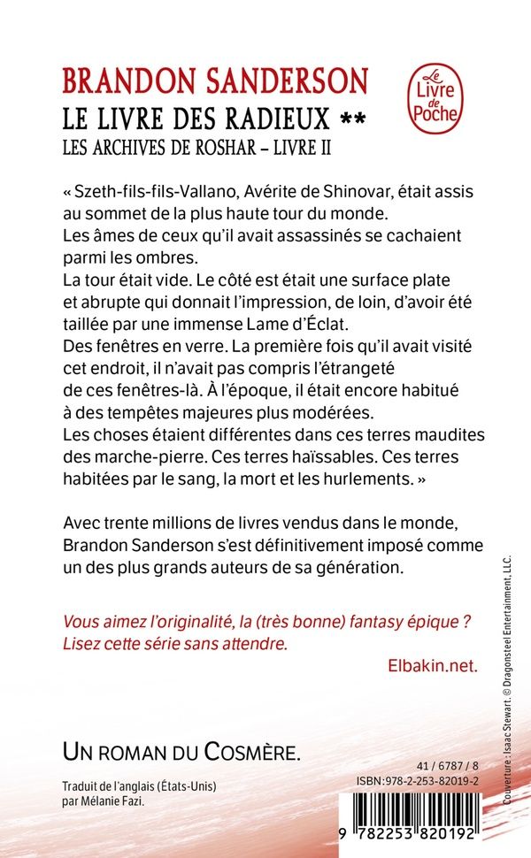 Quatrième de couverture de « Le livre des radieux : roman »