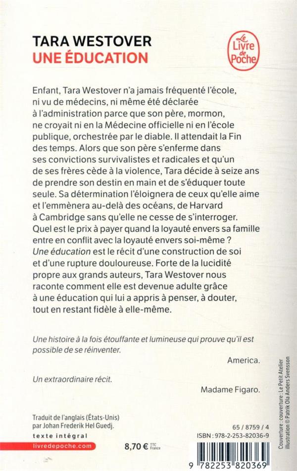 Quatrième de couverture de « UNE EDUCATION »