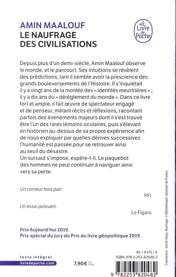 Quatrième de couverture de « Le naufrage des civilisations »