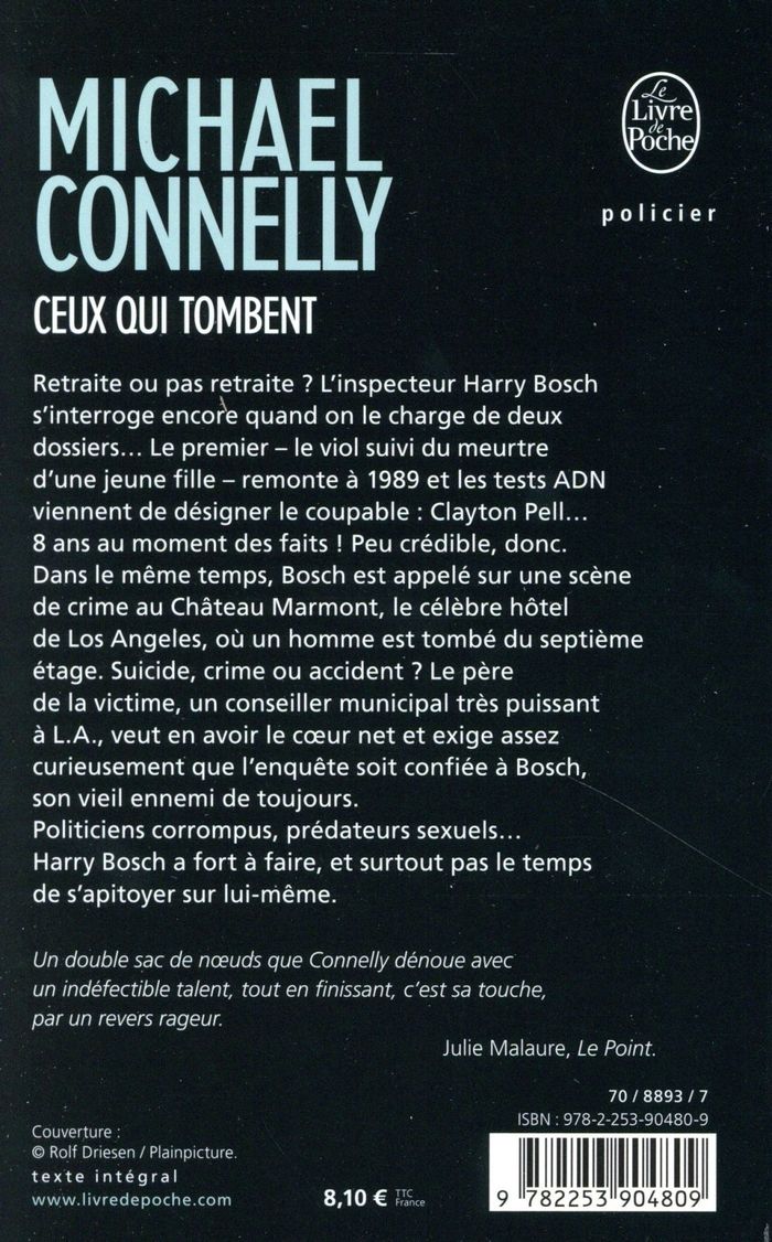 Quatrième de couverture de « Ceux qui tombent : roman »
