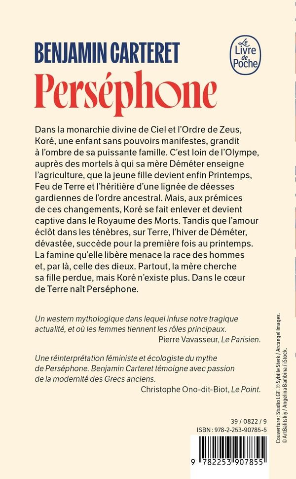 Quatrième de couverture de « Perséphone : roman »