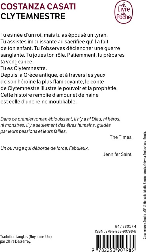 Quatrième de couverture de « CLYTEMNESTRE »