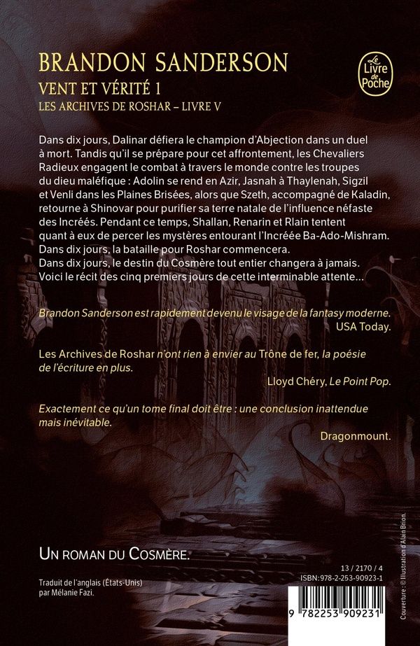 Quatrième de couverture de « Vent et vérité : un roman du Cosmère »