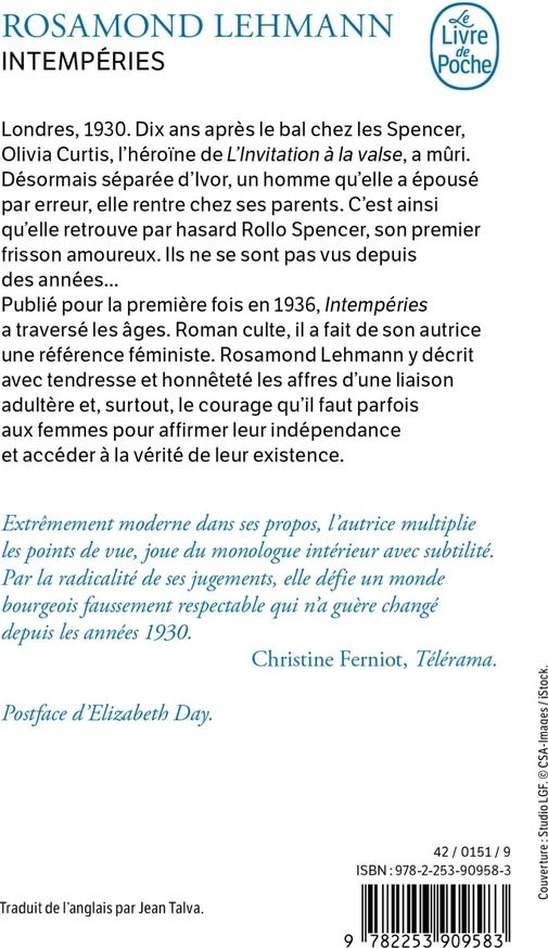 Quatrième de couverture de « Intempéries »