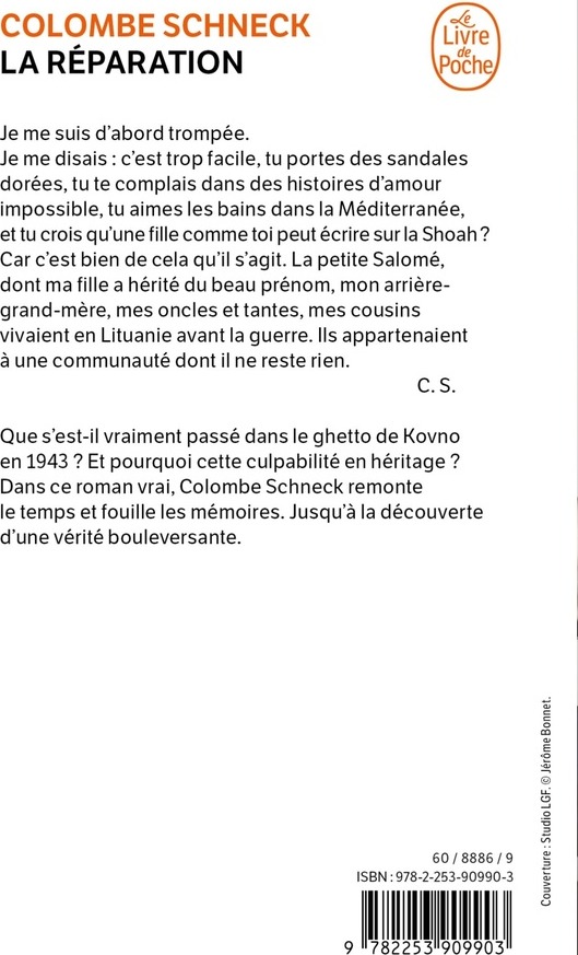 Quatrième de couverture de « La réparation »
