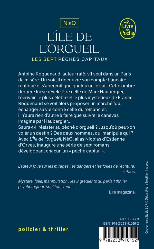 Quatrième de couverture de « L'Île de l'orgueil : Les Sept péchés capitaux »