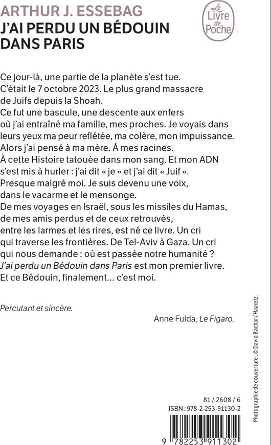 Quatrième de couverture de « J'AI PERDU UN BEDOUIN DANS PARIS »