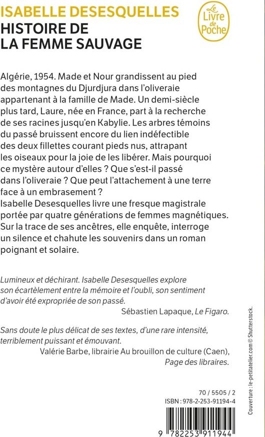 Quatrième de couverture de « Histoire de la femme sauvage »