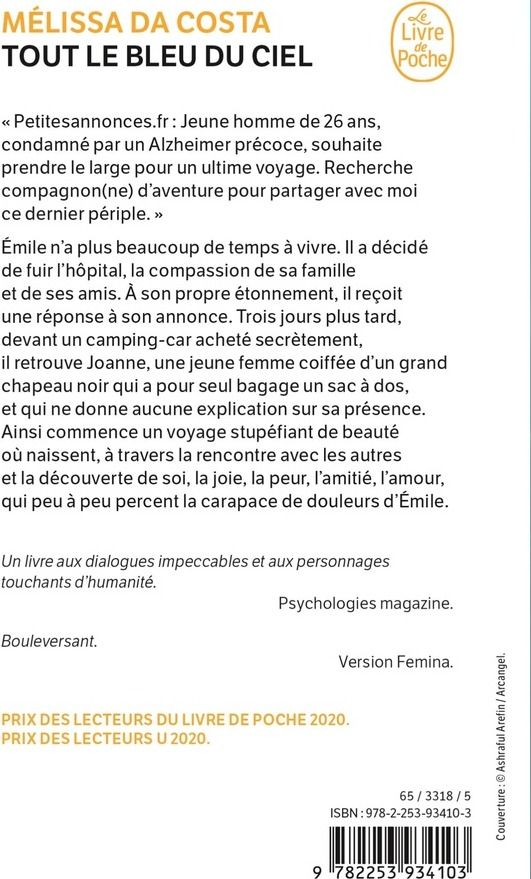 Quatrième de couverture de « TOUT LE BLEU DU CIEL »