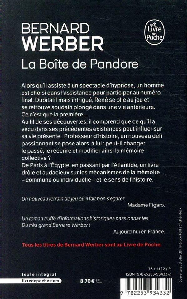 Quatrième de couverture de « La boîte de Pandore : roman »
