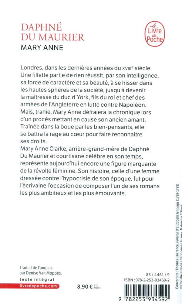 Quatrième de couverture de « MARY ANNE »