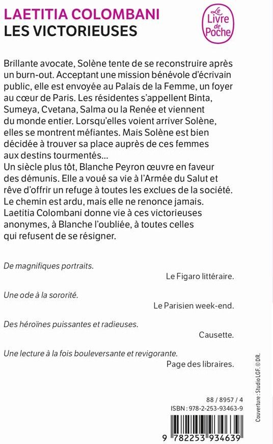 Quatrième de couverture de « LES VICTORIEUSES »