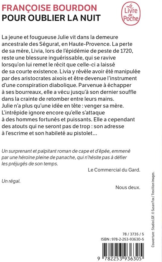 Quatrième de couverture de « Pour oublier la nuit »