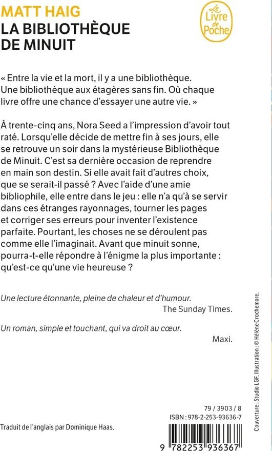 Quatrième de couverture de « La bibliothèque de minuit »