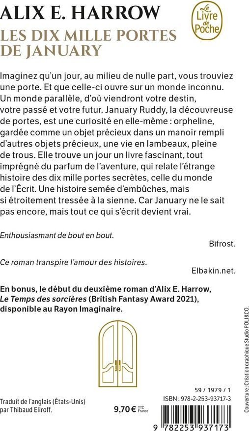 Quatrième de couverture de « LES DIX MILLE PORTES DE JANUARY »