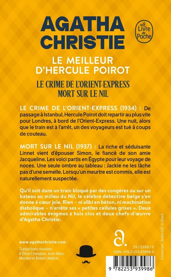 Quatrième de couverture de « LE MEILLEUR D'HERCULE POIROT (NOUVELLE TRADUCTION REVISEE) - LE CRIME DE L'ORIENT EXPRESS + MORT SUR »