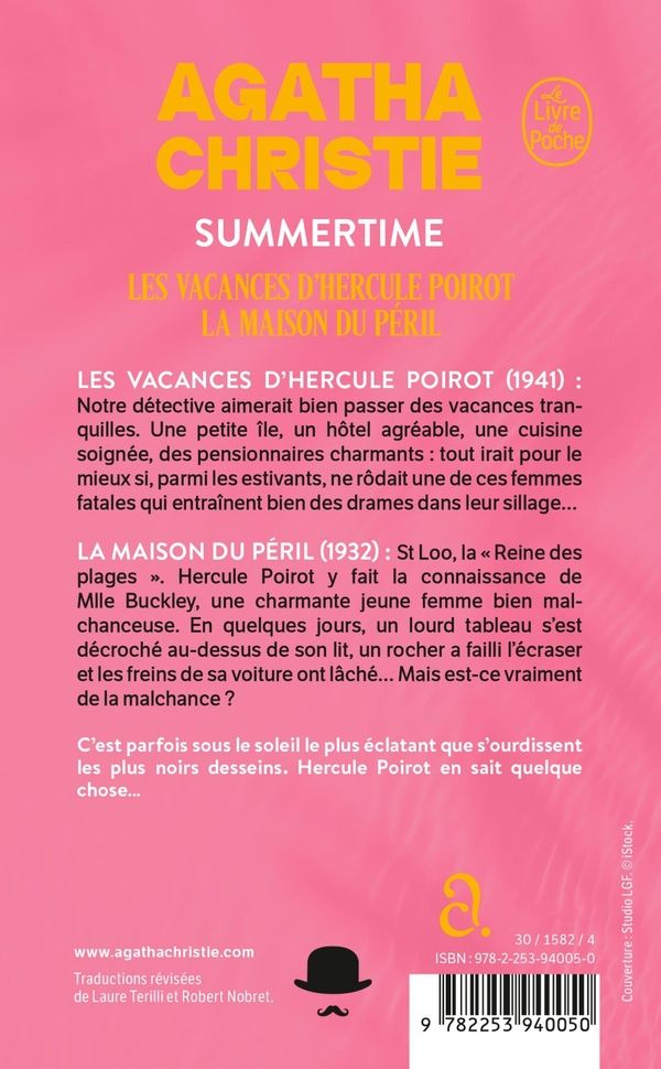 Quatrième de couverture de « SUMMERTIME (NOUVELLE TRADUCTION REVISEE) - LES VACANCES D'HERCULE POIROT + LA MAISON DU PERIL »