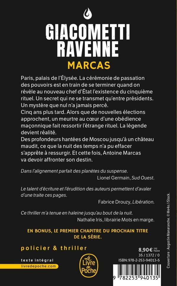Quatrième de couverture de « MARCAS »