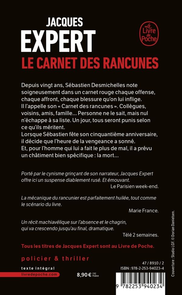 Quatrième de couverture de « Le carnet des rancunes »