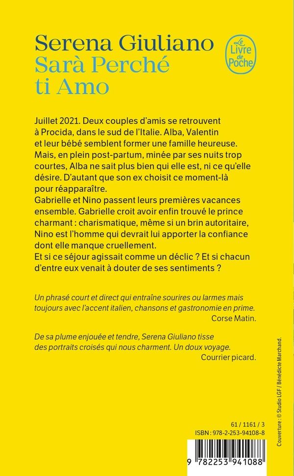 Quatrième de couverture de « Sarà perché ti amo : roman »