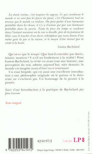 Quatrième de couverture de « L'INTUITION DE L'INSTANT »