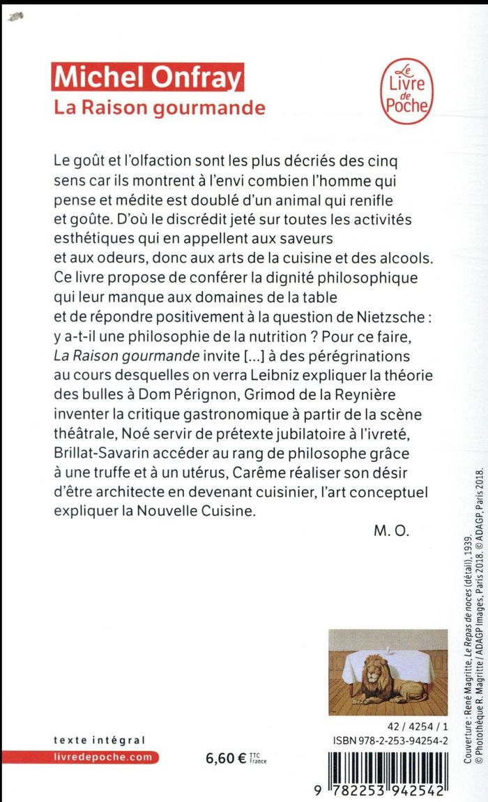 Quatrième de couverture de « LA RAISON GOURMANDE »