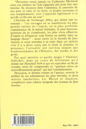 Quatrième de couverture de « ROMANS - TOME 2 JANE AUSTEN »