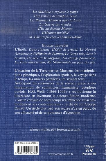 Quatrième de couverture de « Les chefs-d'oeuvre de H. G. Wells »