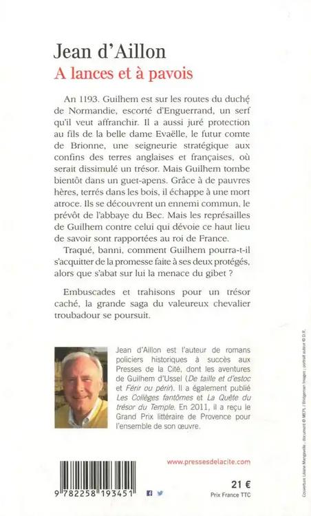 Quatrième de couverture de « À lances et à pavois : la jeunesse de Guilhem d'Ussel »