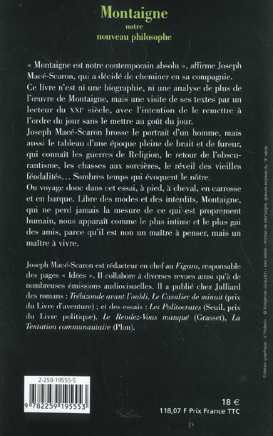 Quatrième de couverture de « MONTAIGNE, NOTRE NOUVEAU PHILOSOPHE »