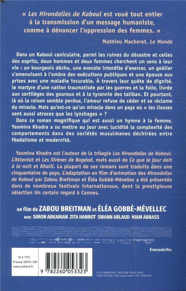 Quatrième de couverture de « Les hirondelles de Kaboul : roman »
