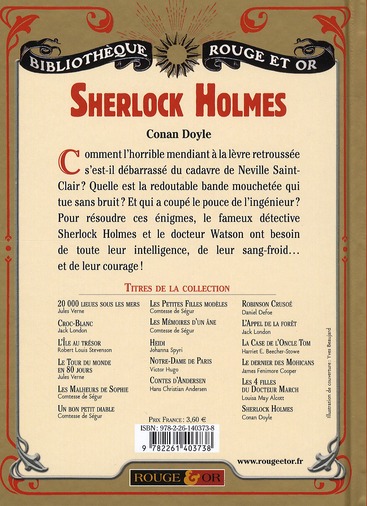 Quatrième de couverture de « Sherlock Holmes »