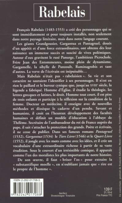 Quatrième de couverture de « RABELAIS »