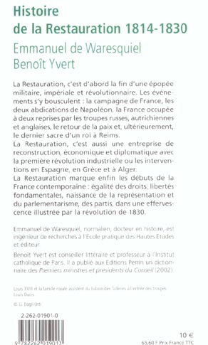 Quatrième de couverture de « HISTOIRE DE LA RESTAURATION 1814-1830 »