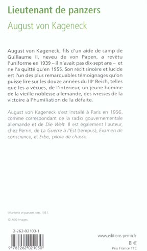 Quatrième de couverture de « LIEUTENANT DE PANZERS »
