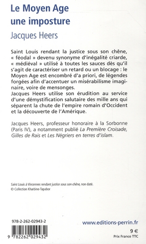 Quatrième de couverture de « LE MOYEN AGE UNE IMPOSTURE »