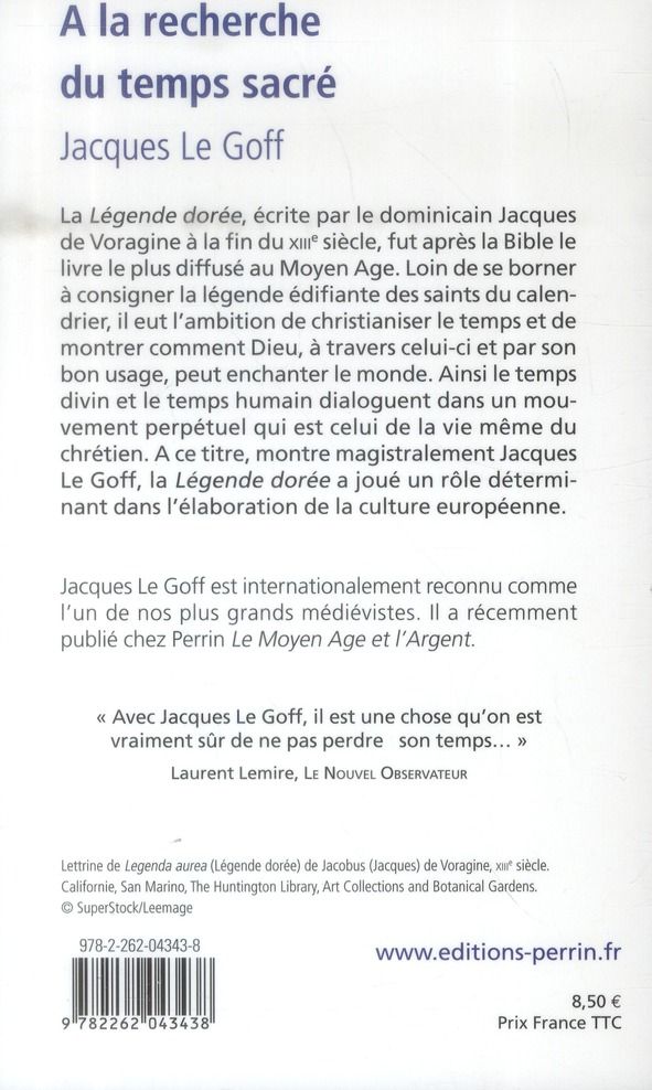 Quatrième de couverture de « À la recherche du temps sacré : Jacques de Voragine et la "Légende dorée" »