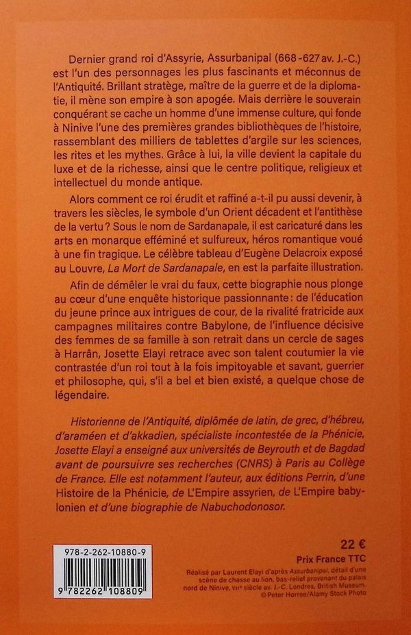Quatrième de couverture de « Assurbanipal : le roi assyrien derrière la légende de Sardanapale »